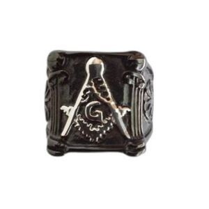 Steeltime Black Stainless Steel Masonic Ring